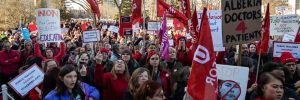 March for What Matters rally in Edmonton, AB, on Thursday, February 27, 2020. (Codie McLachlan for Unifor)