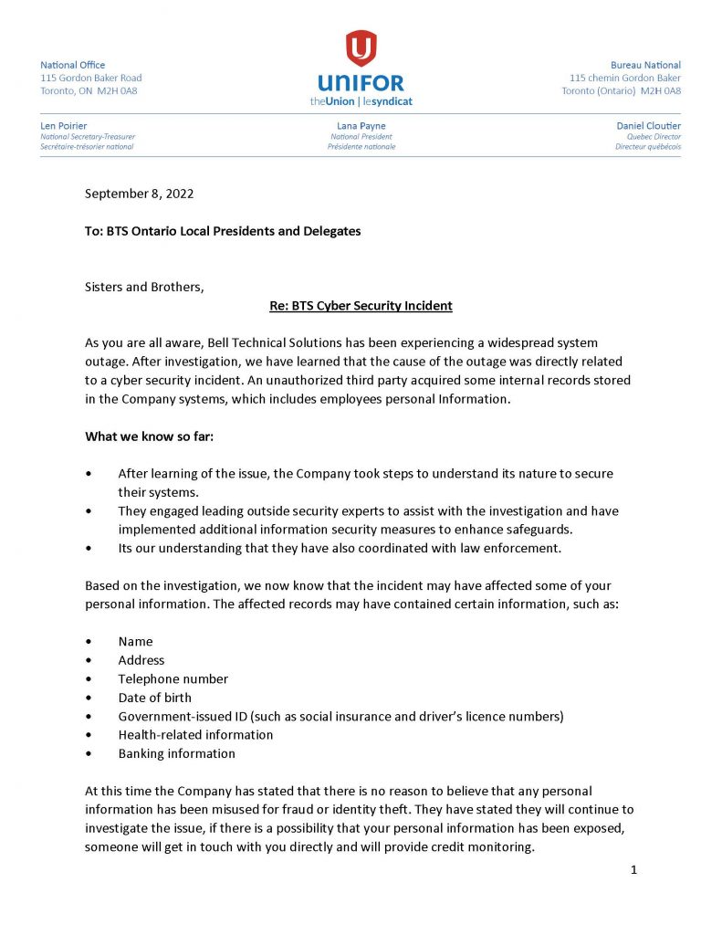 BTS Cyber Security Incident Letter to Members 090822_Page_1