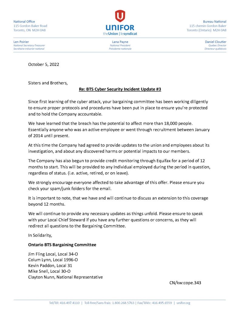 BTS Cyber Security Incident Letter Update 3 100422