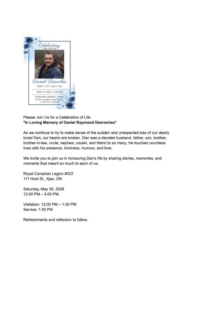 Celebration of Life Dan Deroches