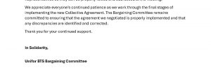 BTS Ontario- CBA Update